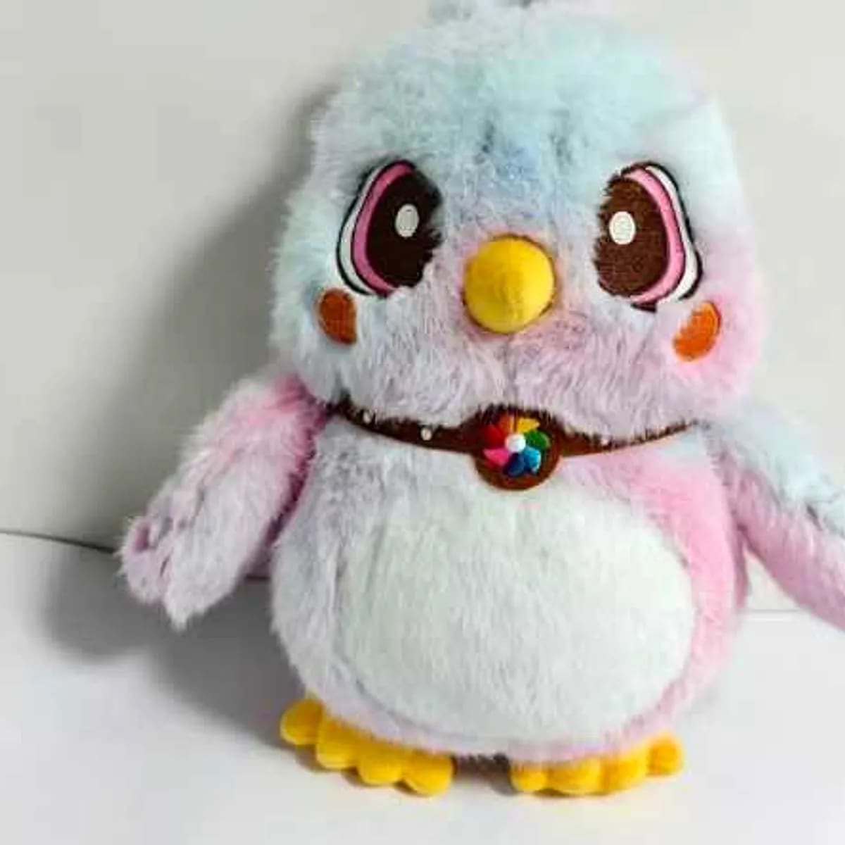 Pink owl plush keyring — custom keychains manufactured in Shenzhen by Custom Plush Toy Factory
